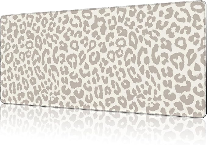 Mouse Pad Large Leopard Print Non-Slip Gaming Desk Mat with Stitched Edge Laptop Keyboard Desk Pad for Work Home Gaming (35.4 x 15.7 Inches)