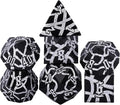 D&D Stripe Dice Set,Black Metal Dungeons and Dragons Dice Set with Box, Crack Polyhedral Dice for RPG Board Games (Matte Black Silver)