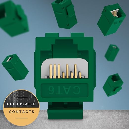 Everest RJ45 CAT6 Keystone Coupler in Green (48-Pack) - RJ45 Coupler - Cat6 Keystone Jacks
