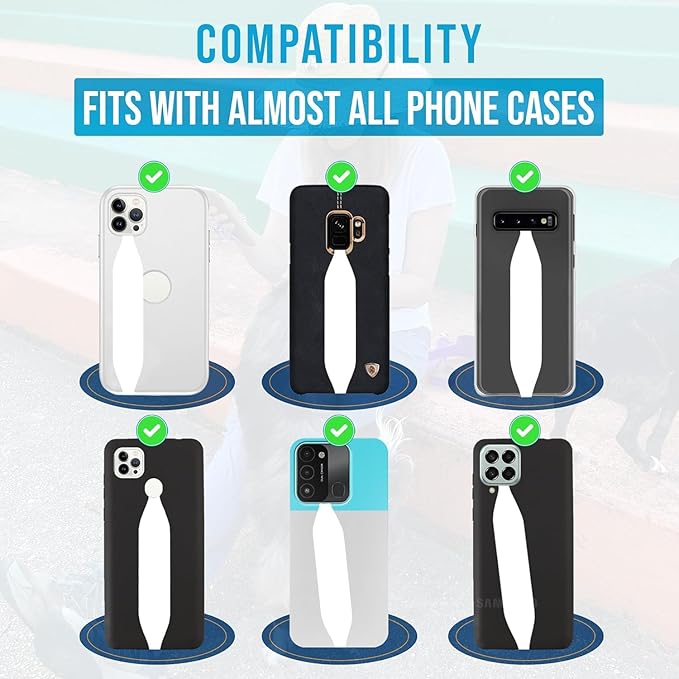 Phone Grip Strap - Reversible Finger Holder for Phone Back, Customizable Anti-Slip Design, Wireless Charging Compatible Detachable Holder for iPhone - Brown & Black Cows