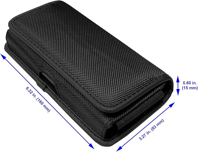 Nylon Cell Phone Holster for Samsung Galaxy A23/A25/A26/S22/S23/S24/S25 Cricket Outlast 5g, icon 5,icon 6, Horizontal Case Canvas Waist Carrying Pouch with Belt Clip/Loops, Black