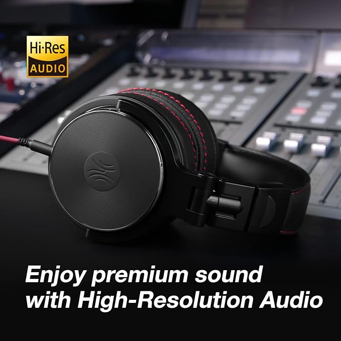 OneOdio Hi-Res Over Ear Headphones for Studio Monitoring and Mixing, Sound Isolation, Protein Leather Earcups, 50mm Driver Unit, Wired Headphones for AMP Guitar Keyboard (Pro-50 Black)