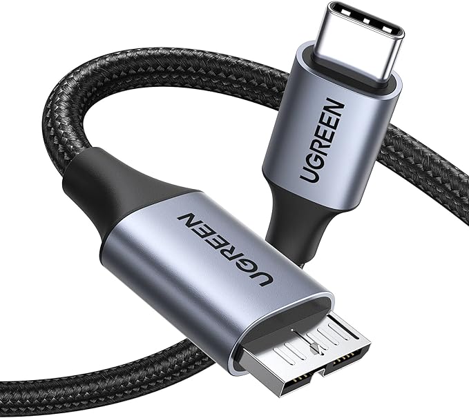 UGREEN 10 Gbps Micro B to USB C Hard Drive Cables, 6.6FT USB C to Micro B, External Hard Drive Cable Compatible with MacBook Pro/Air, iPad/Tablet, iPhone, Samsung Galaxy S24, WD Seagate etc