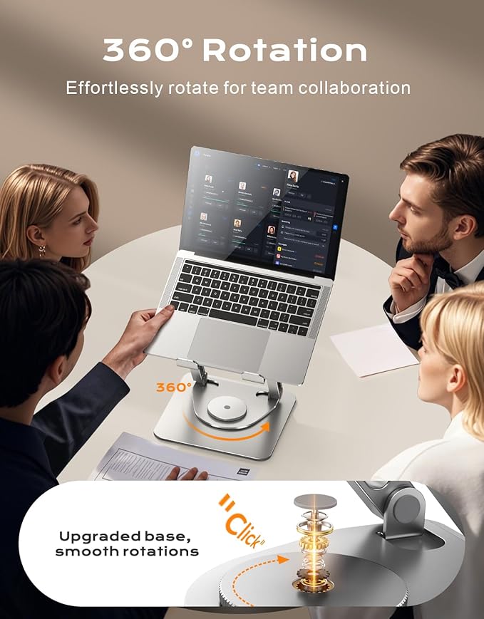 Laptop Stand for Desk 360° Flexible Rotating, Ergonomic Adjustable Laptop Riser Holder with Dual-bar Support, Portable Computer Notebook Stand for MacBook Air Pro, Dell XPS, HP (10-16")