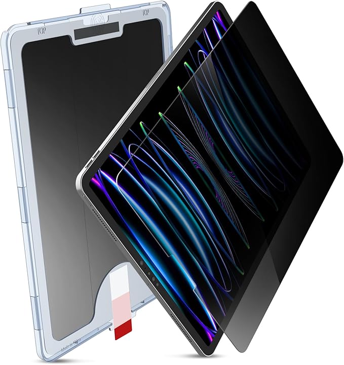 MOBDIK Privacy Screen Protector Compatible with iPad Pro 12.9 Inch (2022 & 2021 & 2020 & 2018), Anti Spy, 9H Tempered Glass, EZ Kit 1 Pack