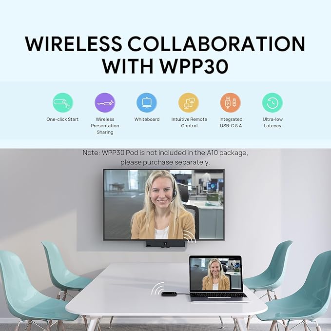 Yealink MeetingBar A10 Conference Room Webcam 4K 120° Wide Angle Camera with Android OS, Video Conferencing System with Microphone and Speaker, AI Speaker Tracking, Auto Framing, Teams Zoom Certified