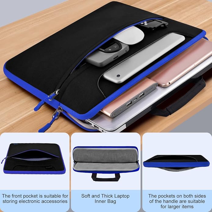 Universal Laptop Shoulder Bag 13-17.3 Inch Shockproof Briefcase with Multi-Pockets & Adjustable Strap for MacBook Pro/Air