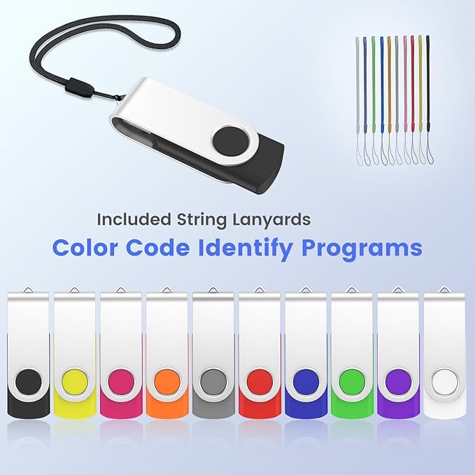 ABLAZE Flash Drives 512MB 20 Pack, USB 2.0 Thumb Drive Bulk with Lanyards Swivel Memory Stick U Disk 512MB Pendrive USB Pack (Mixcolors)