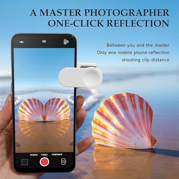 Mirror Effect Lens - Capture Stunning Reflections Instantly, Smartphone Camera Mirror Reflection Clip Kit, Adjustable HD Glass Smartphone Photography Flip Mirror, for Travel Photography (Black+White)