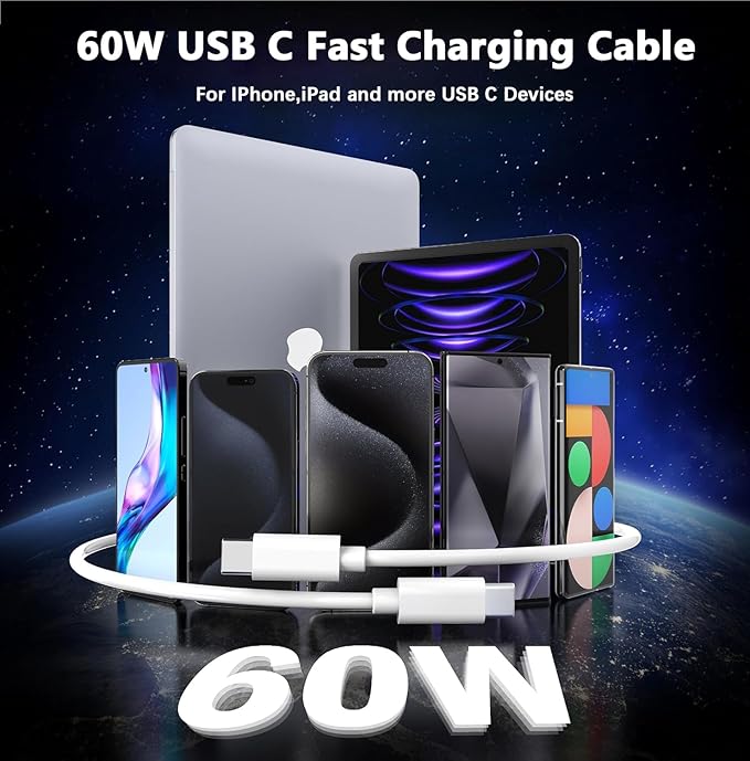 Charger for iPhone 16 15,Fast Dual Port USB C Charger Block,Double Type C Apple Wall Power Adapter Plug,10FT Quick USB C to C Charging Cable for iPhone 16/16 Pro Max/16 Pro/15 Pro/15 Plus,iPad Pro/Air