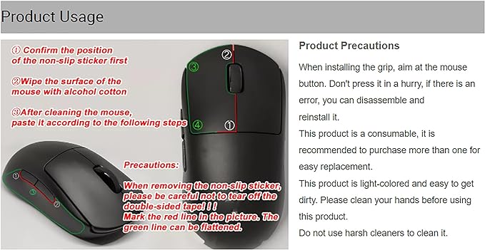 Grip Tape for Lamzu Atlantis Maya - Anti-Slip,Enhanced Control, Sweat Resistance,Improves FPS Gaming Grip & Mouse Protection [Pre-Cut] Black 0.5mm