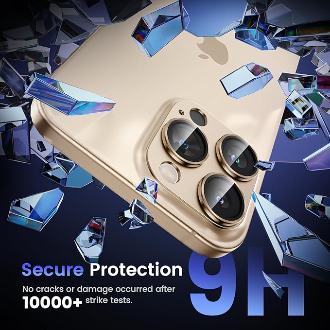 Tensea for iPhone 16 Pro/iPhone 16 Pro Max/iPhone 15 Pro/iPhone 15 Pro Max Camera Lens Protector, Metal Aluminum Alloy Tempered Glass Cover Camera Screen Protector Accessories, Case Friendly