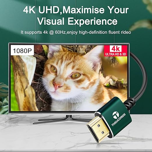 Slim HDMI Cables 1FT 5Pack, Ultra Soft & Thin HDMI to HDMI Cord, Extreme Flexible & Skinny HDMI Wire Supports High Speed 4K@60Hz 18gbps 2160p 1080p