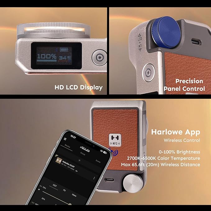 Harlowe Iris Content Creator Lighting Kit 5W Bi-Color Portable LED Light for Photography and Video Recording with Magic Lens, 2700K-6500K CRI/TLCI 96+, IP54, App Control on Camera Light Creator Kit