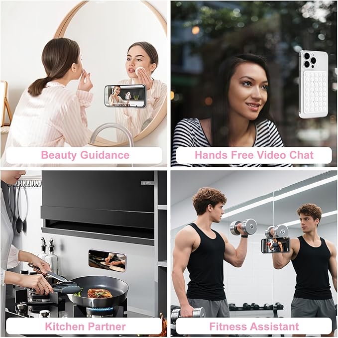 1 Pack Silicone Suction Cup Phone Case Mount Double Sided, Phone Accessories Hands-Free Strong Grip Holder for Selfies and Videos, Silicon Phone Stand Sticky for iPhone and Android Light Pink