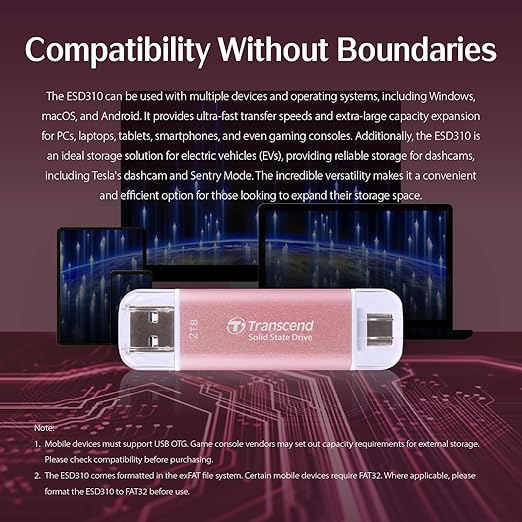 Transcend 512GB External SSD, Up to 1,050MB/s, Dual USB Flash Drive for iPhone&iPad&Mac, Windows&Android, Tablet&PC, Smart TV, USB 3.2 Gen 2 Thumb Drive Photo Stick, 2-in-1 Type C &Type A Memory Stick