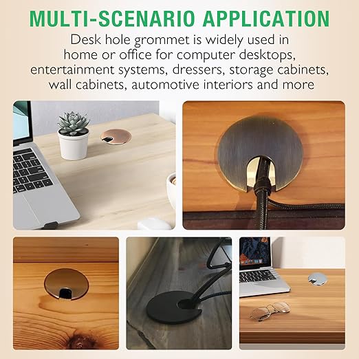 1 Pcs Desk Grommet 1-3/8" / 35 mm, Desk Cord Hole Cover, Cable Grommet Metal Zinc Alloy Materilal, Desk Hole Grommet for Home & Office Pc, Detachable Cable Cord Organizer-Bright Silver