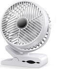 Portable Clip-on Fan 10000mAh Rechargeable Battery Powered – 3-Speed Quiet Desk & Clamp Fan for Stroller, Camping, Office & Bedroom – 360° Rotation-1PACK-White