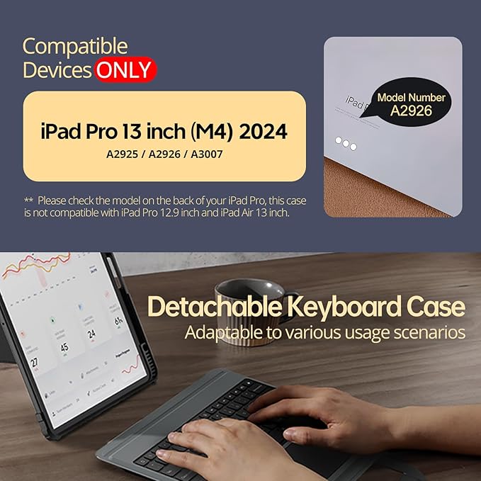 Nillkin Magic Keyboard Case for iPad Pro 13 inch M4 2024, Handheld Case for iPad Pro 13 inch 2024 with Keyboard, Pencil Holder, Large Trackpad, 7 Colors Backlit, Camera Protection, Black
