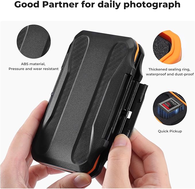 K&F Concept 6 Slots XQD Cfexpress Type-B Card Holder, Water-Resistant Memory Card Storage Carring Case, Shockproof Card Protection Box Organizer