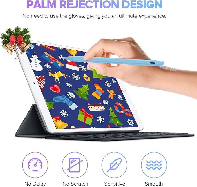 Stylus Pen for iPad with Palm Rejection, Active Pencil Compatible with (2018-2025) Apple iPad Pro (11"/12.9"/M4),iPad Air 3/4/5/M2/M3,iPad 6/7/8/9/10/11,iPad Mini 5/6 Gen(Blue)