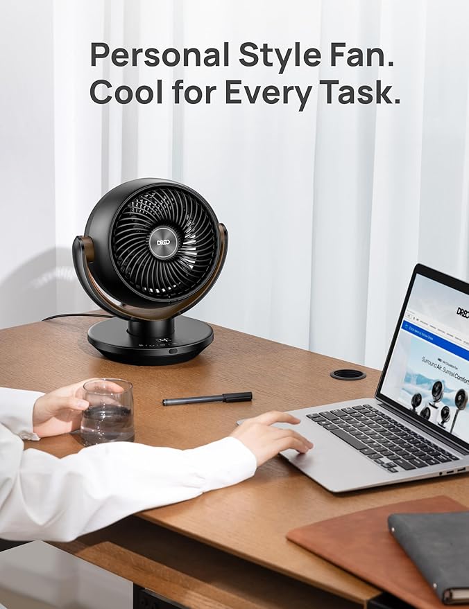 Dreo Fan for Bedroom, Desk Air Circulator Fan with Remote, 11 Inch Table Fans for Whole Room, 60ft Powerful Airflow, 120° Vertical Manual +90° Oscillating, 4 Speeds, 8H Timer, Quiet Fan, Home