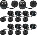 10PCS Panel Mounting Shielded CAT6 RJ45 Waterproof Connector Cat5/5e/6 8P8C Ethernet LAN Cable Coupler Double Head Adapter with Waterproof/Dust Cap