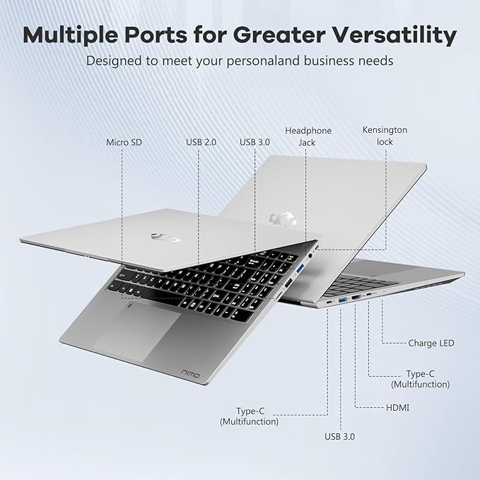NIMO 15.6" IPS FHD-Gaming-Laptop, AMD Ryzen 5 6600H 6-Cores 660M GPU 64GB DDR5 RAM 2TB SSD(Beat i7-1165G7, Up to 4.5GHz) Computer with 100W GaN Type C Fingerprint Backlit Keyboard Win 11