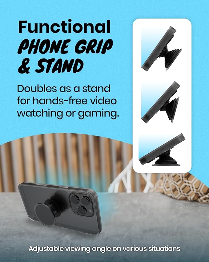 OnTheGrip Cute Natural Seashell Design Round Shape Collapsible Mobile Phone Grip Stand Holder for Smartphone Tablet Cell Phone Accessory (Blue Green)