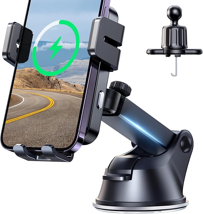 JOYROOM Wireless Car Charger,15W Qi Fast Charging Car Charger Phone Holder Mount, Auto-Clamping Alignment Windshield Dashboard Air Vent Cell Phone Holder for iPhone 16 Pro Max/15 Pro,Samsung S24/S23