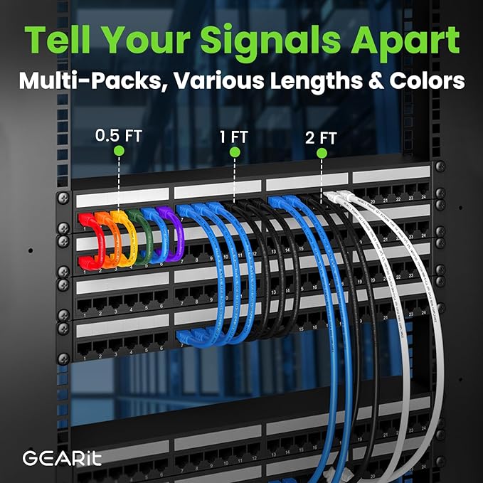 GEARit Cat 6 Ethernet Cable (100-Pack 1 Foot) Cat6 Network Patch, 10Gbps, RJ45, Snagless Cord, Gold-Plated Connectors, Internet for PC, TV, Tablet, Router, Printer, Servers, IT Data Center - Orange