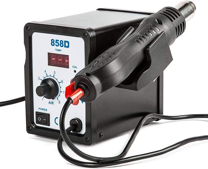 CREWORKS 858D Rework Station, 110V SMD Soldering Rework Station with Hot Air Heat Gun Set, LED Digital Temperature Display Screen Electric Desoldering Welding Iron Kit for Electronics Repairing
