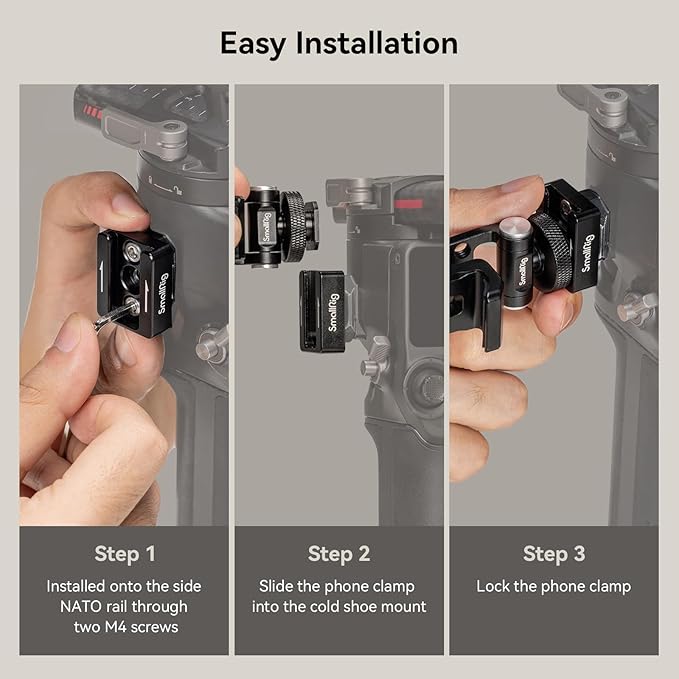 SMALLRIG Universal Phone Tripod Mount, Metal Cell Phone Mount with Cold Shoe Mount and M4 Screws for DJI RS 4 Mini/Pro, Free Adjustment Phone Mount Adapter for iPhone 16 15, for Samsung Galaxy- 4301