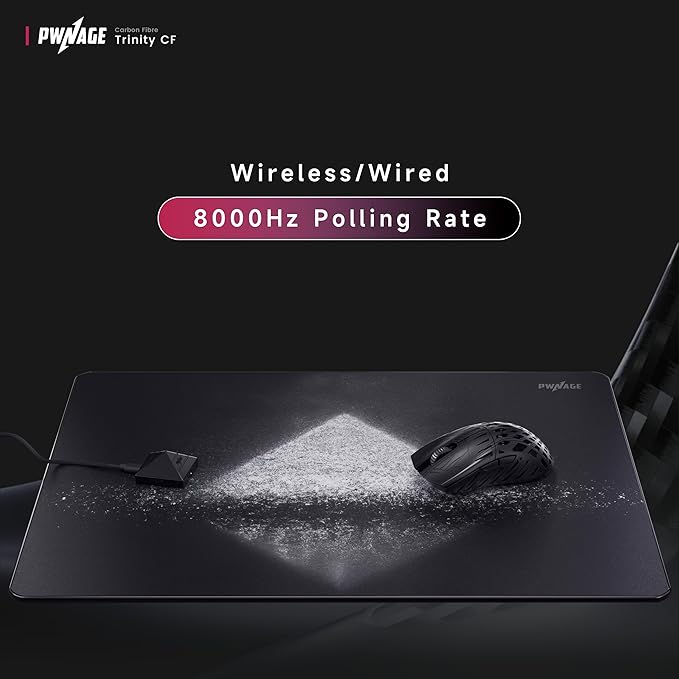 PWNAGE Trinity Wireless Gaming Mouse 8kHz - 39 Grams Ultralight Esports Pro Gamer Flawless Professional Custom Xero PAW3950 Optical Sensor 36,000 DPI - 8000Hz -100% PTFE Skates Symm 2 - Black