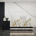 Front Desk Reception Counter - Lockable Storage & Keyboard Tray | Reception Desk with Counter, Customizable Large Counter Table (Black+White, 64'')