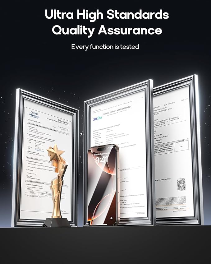 3 Pack for iPhone 14 Pro Tempered Glass Screen Protector, Dust Free CABIN, Auto Positioning, Bubble Free, High Definition, Easy Installation,9H+ Hardness
