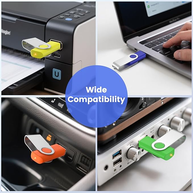 ABLAZE 32GB Flash Drives 500 Pack, USB 2.0 Thumb Drives Bulk Swivel Memory Stick Bulk USB 500 Pack Pendrives 32GB (Mixcolors)