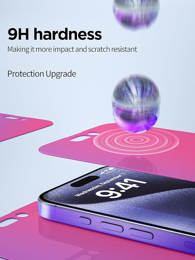 Compatible for iPhone 14 Pro Privacy Screen Protector Tempered Glass 6.1 Inch, Pink Gradient Anti Spy Anti Blue Light HD Easy Installation