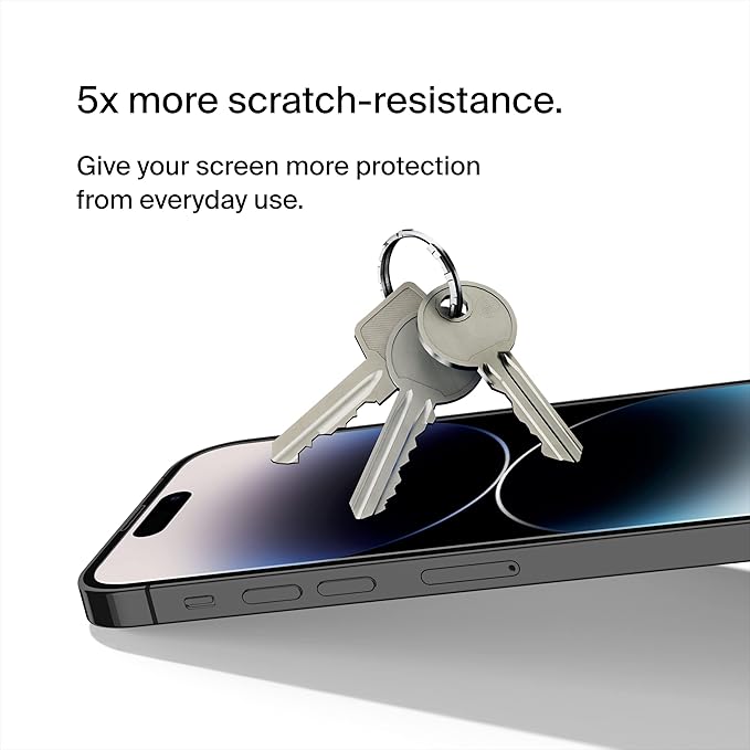 Belkin ScreenForce UltraGlass Blue Light Filter Screen Protector for iPhone 14 Pro Scratch-Resistant Impact Protection w/Included Easy Align Tray for Bubble-Free Application