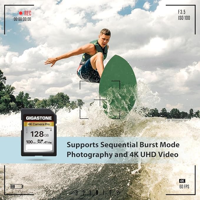 [5-Yrs Free Data Recovery] GIGASTONE 128GB SD Card with USB Type C Card Reader, 4K Camera Pro, A1 V30 U3 SDXC Memory Card Compatible with Canon Digital Camera, with 1 Mini case