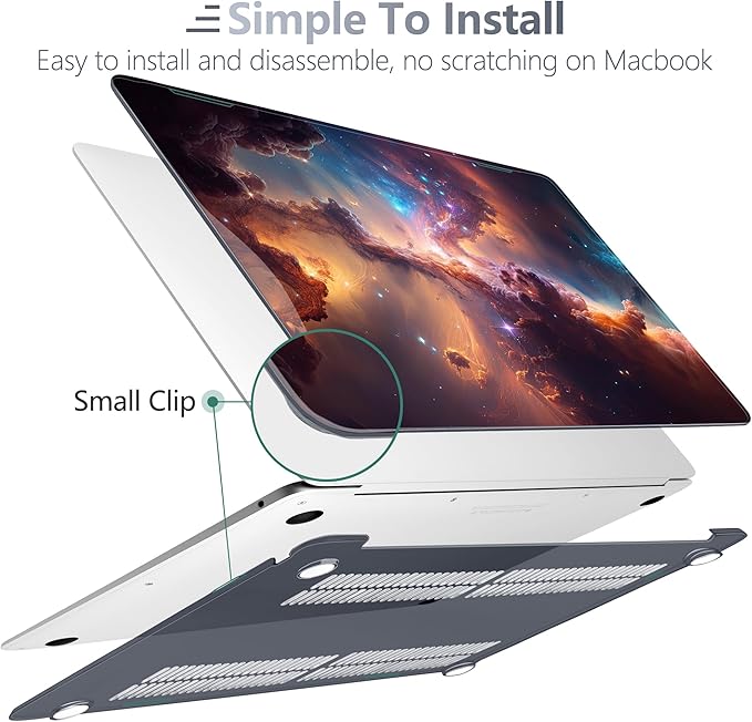 Batianda Case for M1 MacBook Air 13 Inch Model A2337 A2179 A1932 2021 2020 2019 Release,3D Painted Creative Series Design Hard Shell with Keyboard Cover & Screen Protector, Nebula