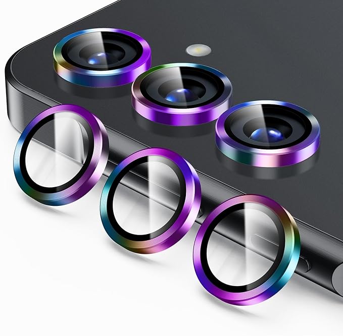 Korecase for Galaxy S25 Ultra Camera Lens Protector, 9H Tempered Metal Glass Anti Scrach Rear Camera Screen Protector, Shockproof Metal Ring Lens Protection for Samsung Galaxy S25 Ultra,Colorful