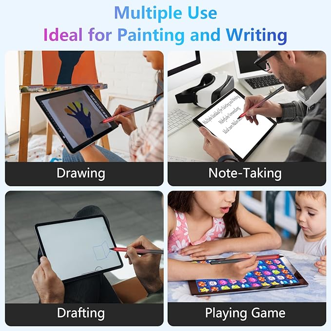 Stylus Pen for iPad 2018-2023 with Palm Rejection, Active Pencil for iPad 10th/9th/8th/7th/6th Gen, for iPad Pro 11/12.9 inch, for iPad Air 5th/4th/3th Gen, for iPad Mini 6th/5th Gen (Black and Red)