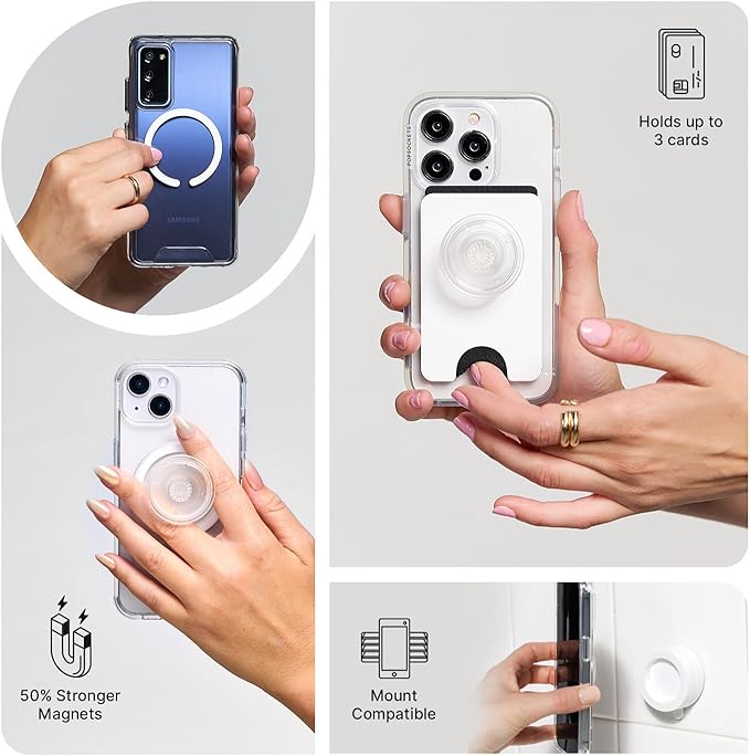 PopSockets Phone Grip for MagSafe with Kickstand, Magnetic Stand, Swappable Top, Secure Hold for iPhone MagSafe Cases, Phone & Tablet Grip - Alum Radial Olive
