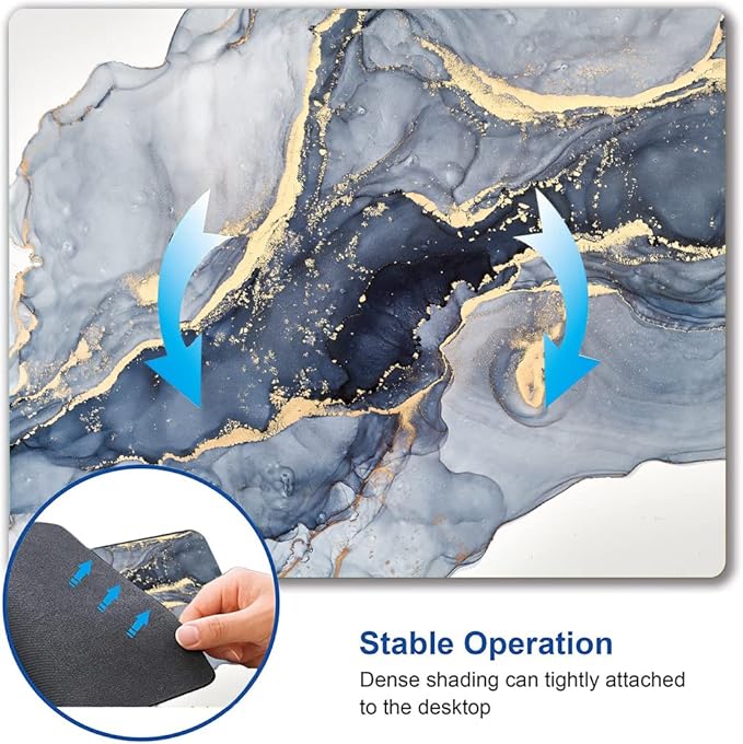 Marble Mouse Pad - Square Waterproof Non-Slip Rubber Base for Office Laptop, 9.5"x7.9"x0.12" Inch (Gilt Marble)