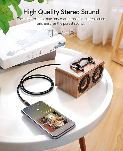 Aux Cord, Audiophile 3.5mm Stereo Audio Cable [2m (6.5Feet), Silvered-Plated Copper core, Right Angle] Unbreakable and Great for Phone, Laptop, Tablets,Headphones, Cars and More.