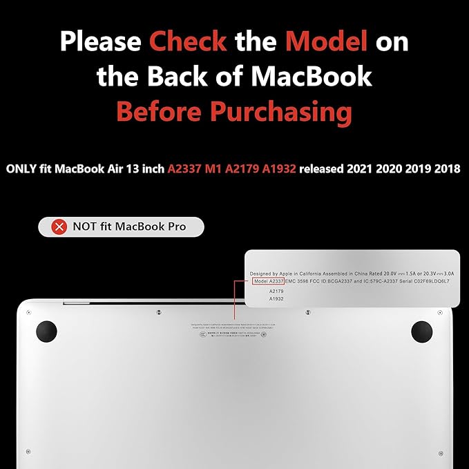 MEEgoodo for MacBook Air 13.3 inch Case 2021 2020 2019 2018 A2337 M1 A2179 A1932, Laptop Shell for MacBook Air M1 with Keyboard Webcam Cover & Trackpad Film & Type C Adapter,Tree Rings
