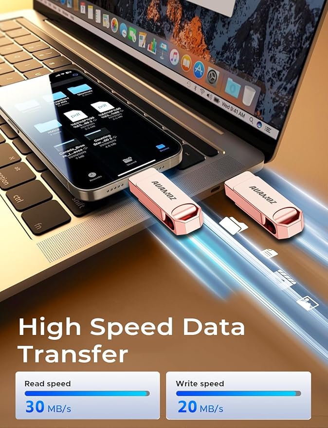 512GB Flash Drive Intended for iPhone, Memory Stick Storage Files Photos Videos Backup, Compatible with iPhone iPad Android PC, Plug and Play, No Application Required (Rose Gold)