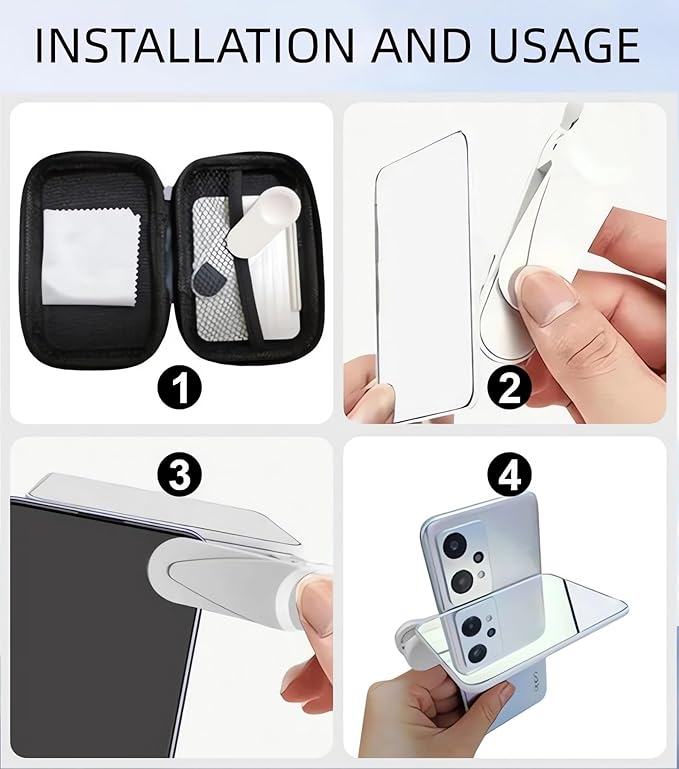 2024 Smartphone Camera Mirror Reflection Clip Kit -【New Version】 Smartphone Selfie Reflector, Adjustable Mobile Phone Reflection Camera Clip, Mirror Reflection Phone Clip for All Phones (2PCS-Balck)
