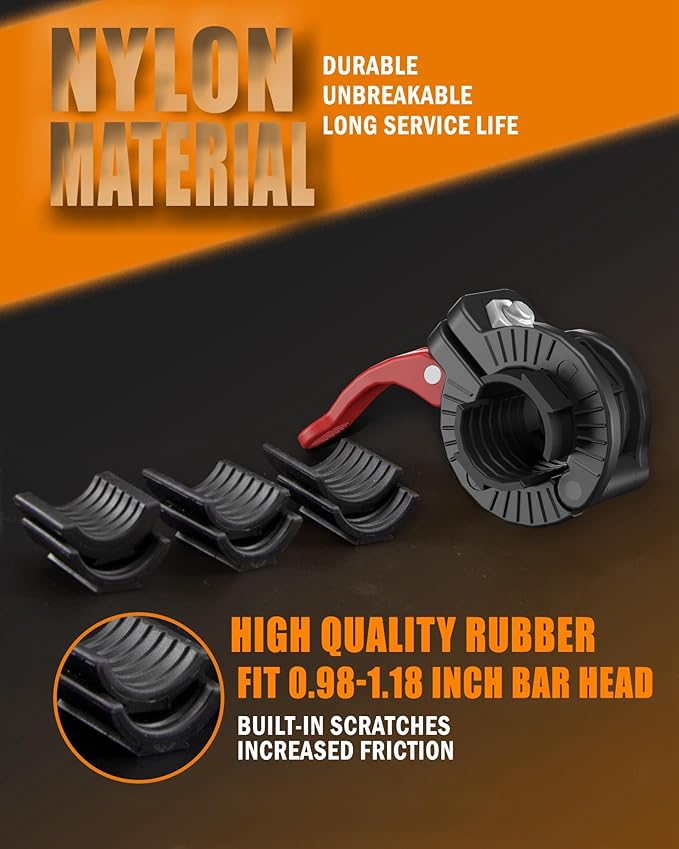 MAXRICH Barbell Clamp 1 inch Multiple Sizes & Adjustable Weight Clips for Quick Release Barbell Collars